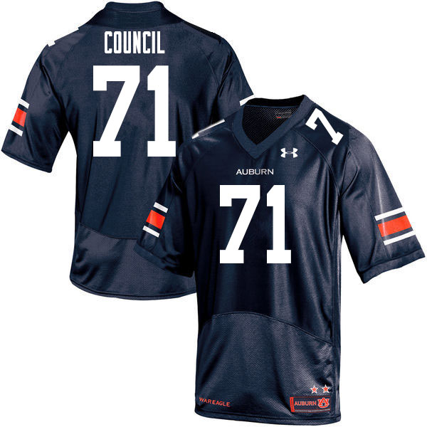 Men's Auburn Tigers #71 Brandon Council Navy 2020 College Stitched Football Jersey
